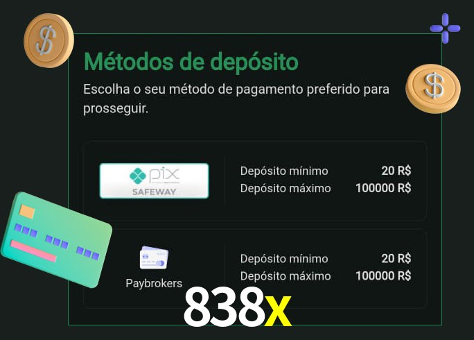 O cassino 838x oferece uma grande variedade de métodos de pagamento